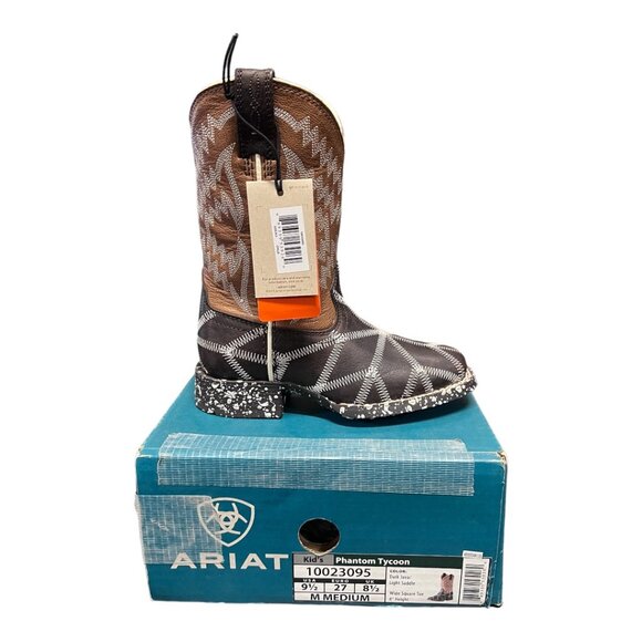 ARIAT KIDS BOOT IN PHANTON TYCOON Black And Brown And White Size 9.5 - Picture 2 of 6